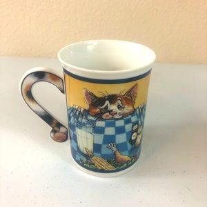 Vintage "Feed Me” Comical Cats Porcelain Mug